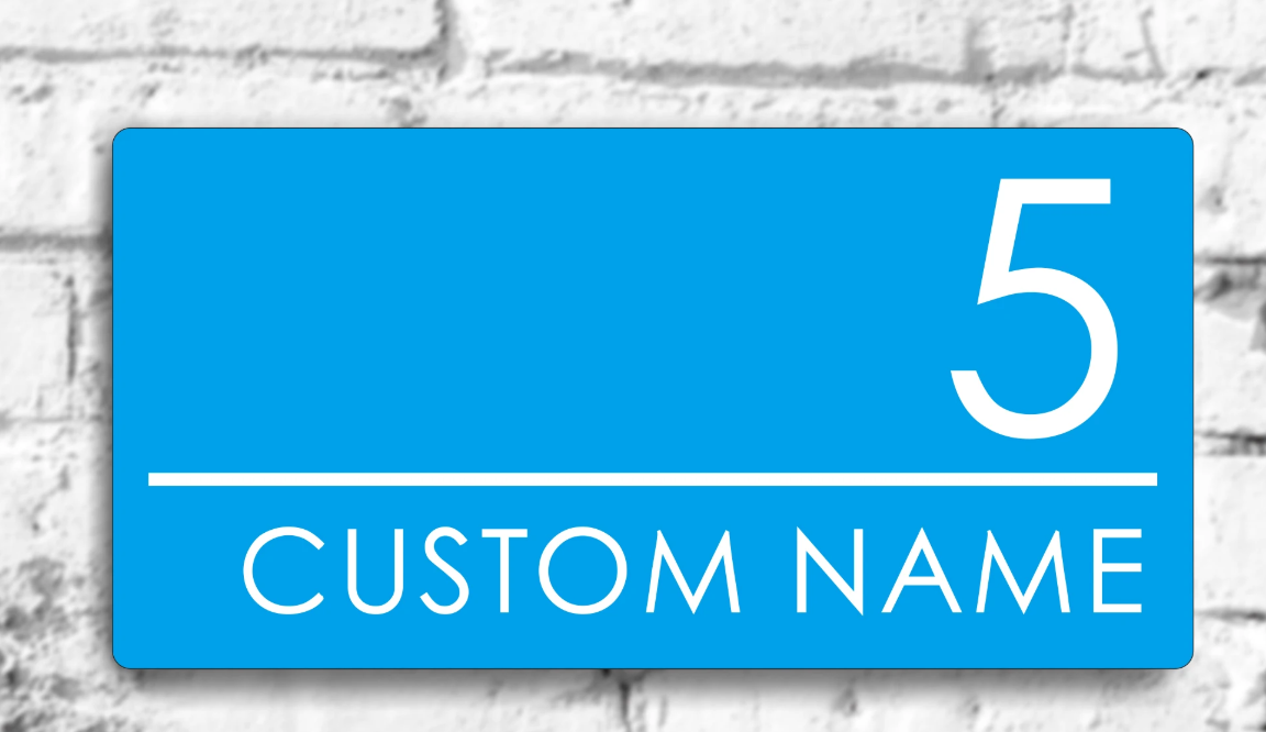 HOUSE SIGN ADDRESS SIGN NUMBER STREET ACRYLIC DOOR WALL BRIGHT BLUE PLAQUE