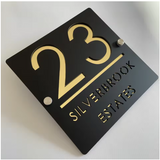 CUSTOM SQUARE MATT HOUSE SIGN NUMBER STREET SIGN ACRYLIC ADDRESS DOOR WALL PLAQUE