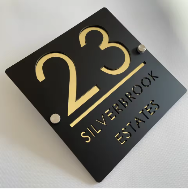 CUSTOM SQUARE MATT HOUSE SIGN NUMBER STREET SIGN ACRYLIC ADDRESS DOOR WALL PLAQUE