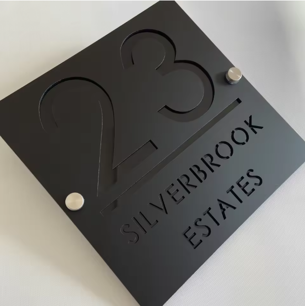 CUSTOM SQUARE MATT HOUSE SIGN NUMBER STREET SIGN ACRYLIC ADDRESS DOOR WALL PLAQUE