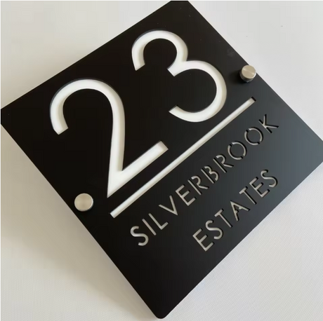 CUSTOM SQUARE MATT HOUSE SIGN NUMBER STREET SIGN ACRYLIC ADDRESS DOOR WALL PLAQUE