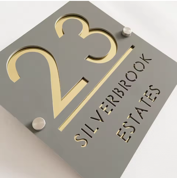 CUSTOM SQUARE MATT HOUSE SIGN NUMBER STREET SIGN ACRYLIC ADDRESS DOOR WALL PLAQUE