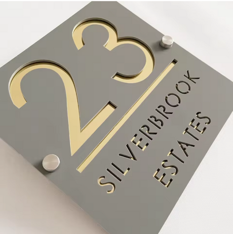 CUSTOM SQUARE MATT HOUSE SIGN NUMBER STREET SIGN ACRYLIC ADDRESS DOOR WALL PLAQUE