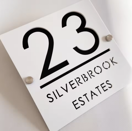 CUSTOM SQUARE MATT HOUSE SIGN NUMBER STREET SIGN ACRYLIC ADDRESS DOOR WALL PLAQUE