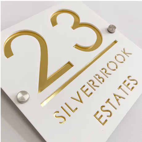 CUSTOM SQUARE MATT HOUSE SIGN NUMBER STREET SIGN ACRYLIC ADDRESS DOOR WALL PLAQUE