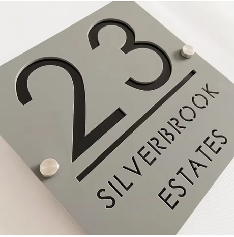 CUSTOM SQUARE MATT HOUSE SIGN NUMBER STREET SIGN ACRYLIC ADDRESS DOOR WALL PLAQUE