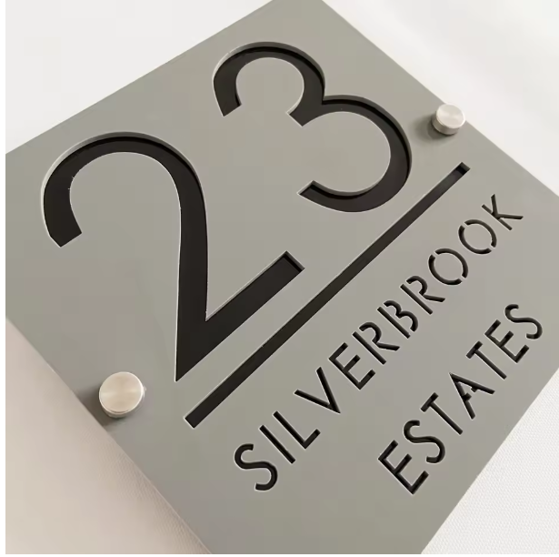 CUSTOM SQUARE MATT HOUSE SIGN NUMBER STREET SIGN ACRYLIC ADDRESS DOOR WALL PLAQUE