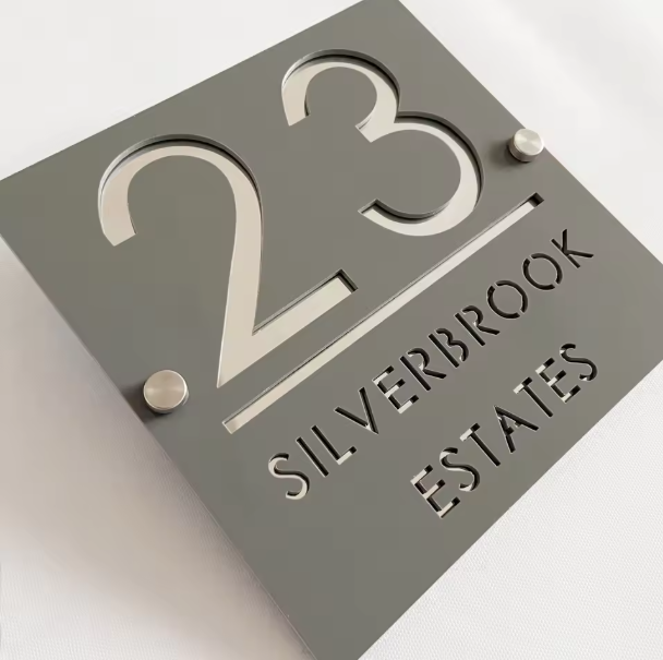 CUSTOM SQUARE MATT HOUSE SIGN NUMBER STREET SIGN ACRYLIC ADDRESS DOOR WALL PLAQUE