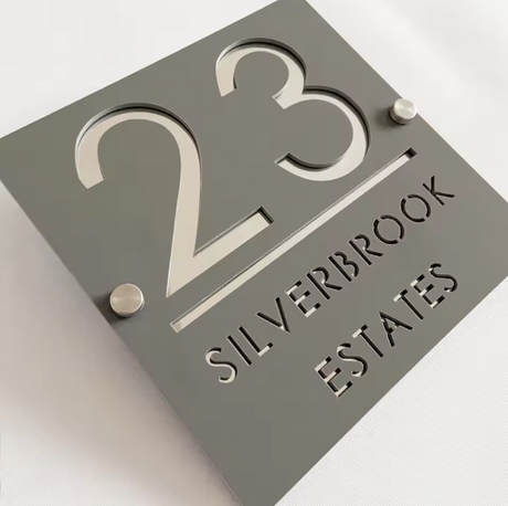 CUSTOM SQUARE MATT HOUSE SIGN NUMBER STREET SIGN ACRYLIC ADDRESS DOOR WALL PLAQUE