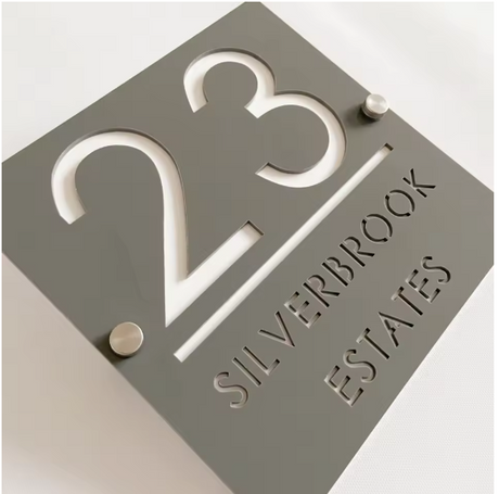 CUSTOM SQUARE MATT HOUSE SIGN NUMBER STREET SIGN ACRYLIC ADDRESS DOOR WALL PLAQUE
