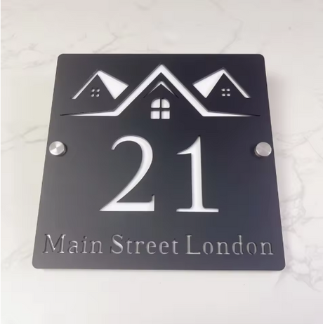 CUSTOM SQUARE HOUSE HOME SIGN NUMBER STREET SIGN ACRYLIC ADDRESS DOOR WALL PLAQUE