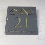 CUSTOM SQUARE HOUSE HOME SIGN NUMBER STREET SIGN ACRYLIC ADDRESS DOOR WALL PLAQUE