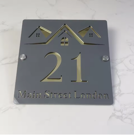 CUSTOM SQUARE HOUSE HOME SIGN NUMBER STREET SIGN ACRYLIC ADDRESS DOOR WALL PLAQUE