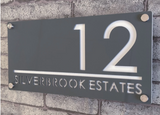 CUSTOM HOUSE SIGN NUMBER STREET SIGN GREY WHITE ACRYLIC ADDRESS DOOR WALL PLAQUE