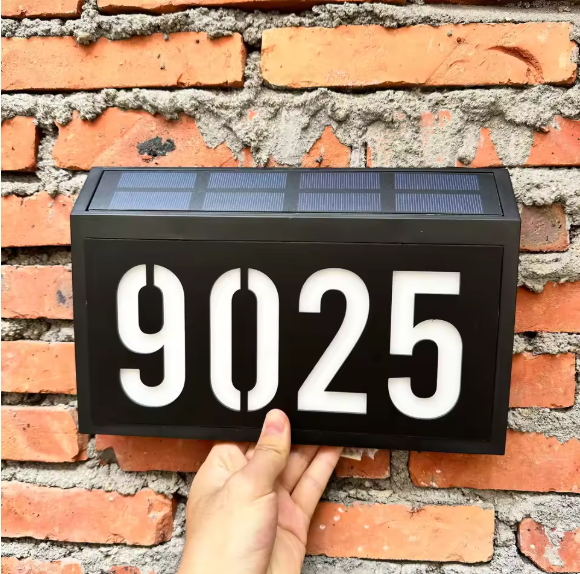 LED SOLAR CUSTOM HOUSE SIGN NUMBER STREET SIGN ACRYLIC WHITE LIGHT ADDRESS DOOR WALL PLAQUE