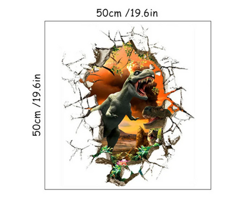 DINOSAURS T-REX WALL BREAK AT SUNSET 3D WALL STICKER MURAL ART Decal
