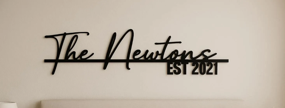 PERSONALISED FAMILY NAME SIGN CUSTOMISED METAL ADDRESS SIGN BLACK METAL STREET PLAQUE