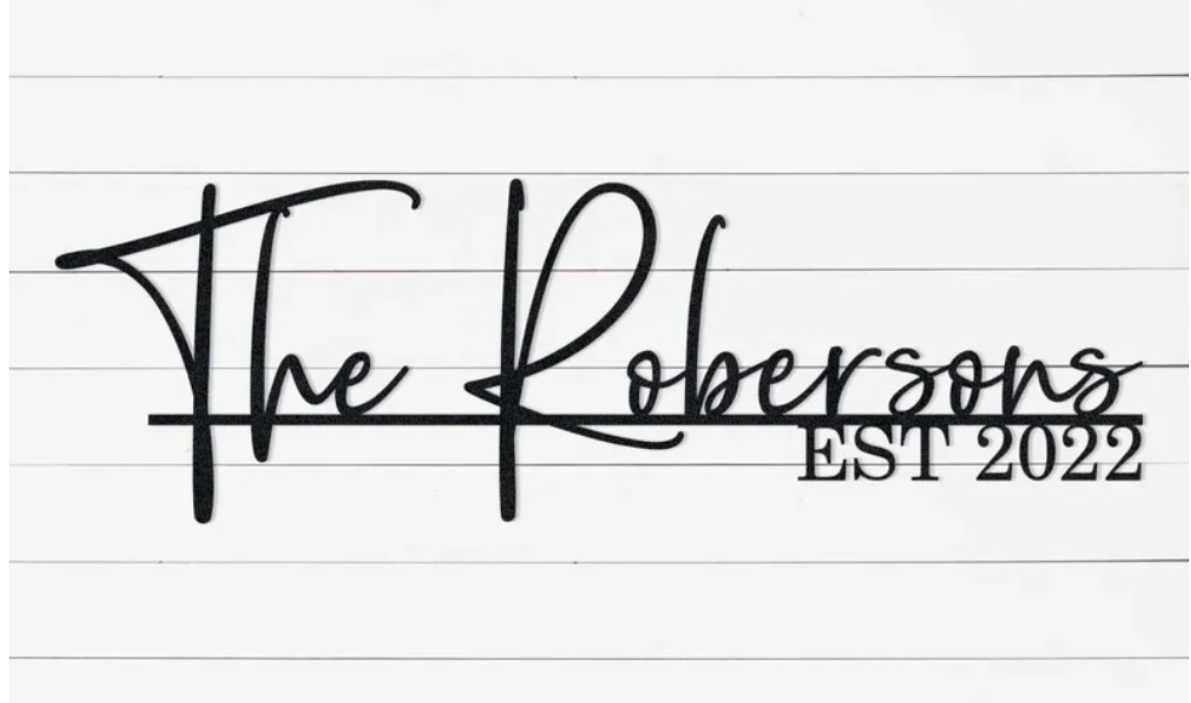 PERSONALISED FAMILY NAME SIGN CUSTOMISED METAL ADDRESS SIGN BLACK METAL STREET PLAQUE