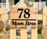 WOOD WOODEN OUTDOOR HOUSE SIGN NUMBER STREET HOUSE ADDRESS WALL MAIL BOX LETTER BOX PLAQUE