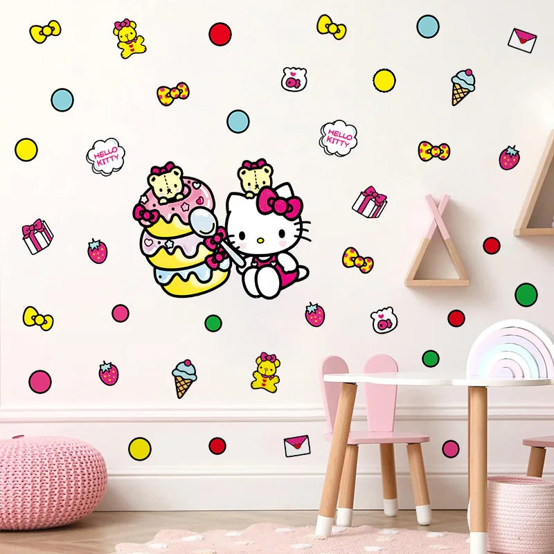 HELLO KITTY KUROMI MY MELODY PINK PURPLE WALL STICKER MURAL ART Decal