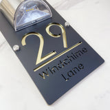 LED SOLAR POWERED OUTSIDE CUSTOM HOUSE SIGN LASER CUT NUMBER STREET HOUSE ADDRESS WALL SIGN