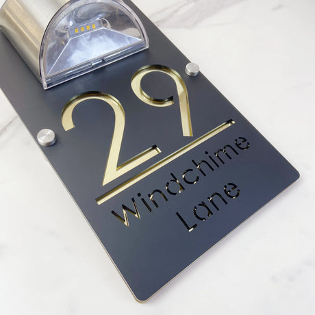 LED SOLAR POWERED OUTSIDE CUSTOM HOUSE SIGN LASER CUT NUMBER STREET HOUSE ADDRESS WALL SIGN