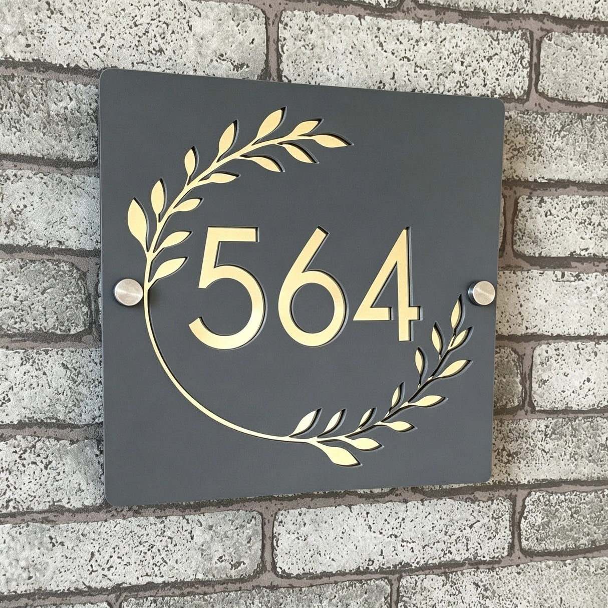 Custom Square Leaf Pattern Acrylic House Sign | Personalised Address Plaque