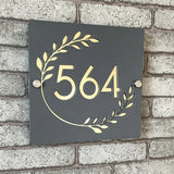 Custom Square Leaf Pattern Acrylic House Sign | Personalised Address Plaque