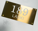 STAINLESS STEEL HOUSE NUMBER DOOR PLATE LASER CUT CUSTOMISED STREET ADDRESS