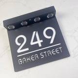 Custom Solar LED Square House Number Sign | Address Plaque