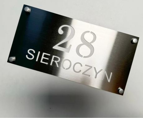 STAINLESS STEEL HOUSE NUMBER DOOR PLATE LASER CUT CUSTOMISED STREET ADDRESS