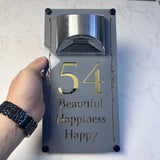 LED SOLAR DECORATIVE CUSTOM HOUSE SIGN NUMBER STREET SIGN ACRYLIC ADDRESS DOOR WALL PLAQUE