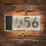 LED SOLAR CUSTOM HOUSE SIGN NUMBER STREET ACRYLIC SILVER GOLD ROSE GOLD ADDRESS DOOR WALL PLAQUE