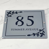 HOUSE SIGN ADDRESS CUSTOM SIGN LASER CUT ACRYLIC LEAF SCREWS NUMBER PLAQUE