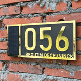 LED SOLAR CUSTOM HOUSE SIGN NUMBER STREET ACRYLIC SILVER GOLD ROSE GOLD ADDRESS DOOR WALL PLAQUE