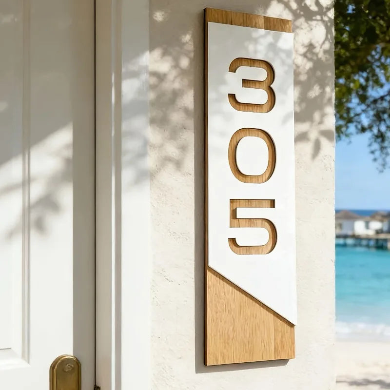 Custom Acrylic House Number Plaque | Black, White & Gold