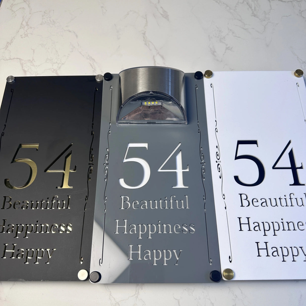 LED SOLAR DECORATIVE CUSTOM HOUSE SIGN NUMBER STREET SIGN ACRYLIC ADDRESS DOOR WALL PLAQUE