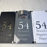 LED SOLAR DECORATIVE CUSTOM HOUSE SIGN NUMBER STREET SIGN ACRYLIC ADDRESS DOOR WALL PLAQUE