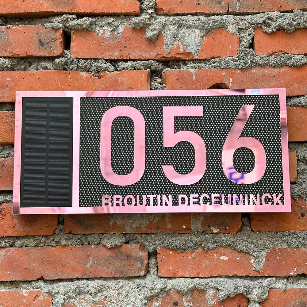 LED SOLAR CUSTOM HOUSE SIGN NUMBER STREET ACRYLIC SILVER GOLD ROSE GOLD ADDRESS DOOR WALL PLAQUE