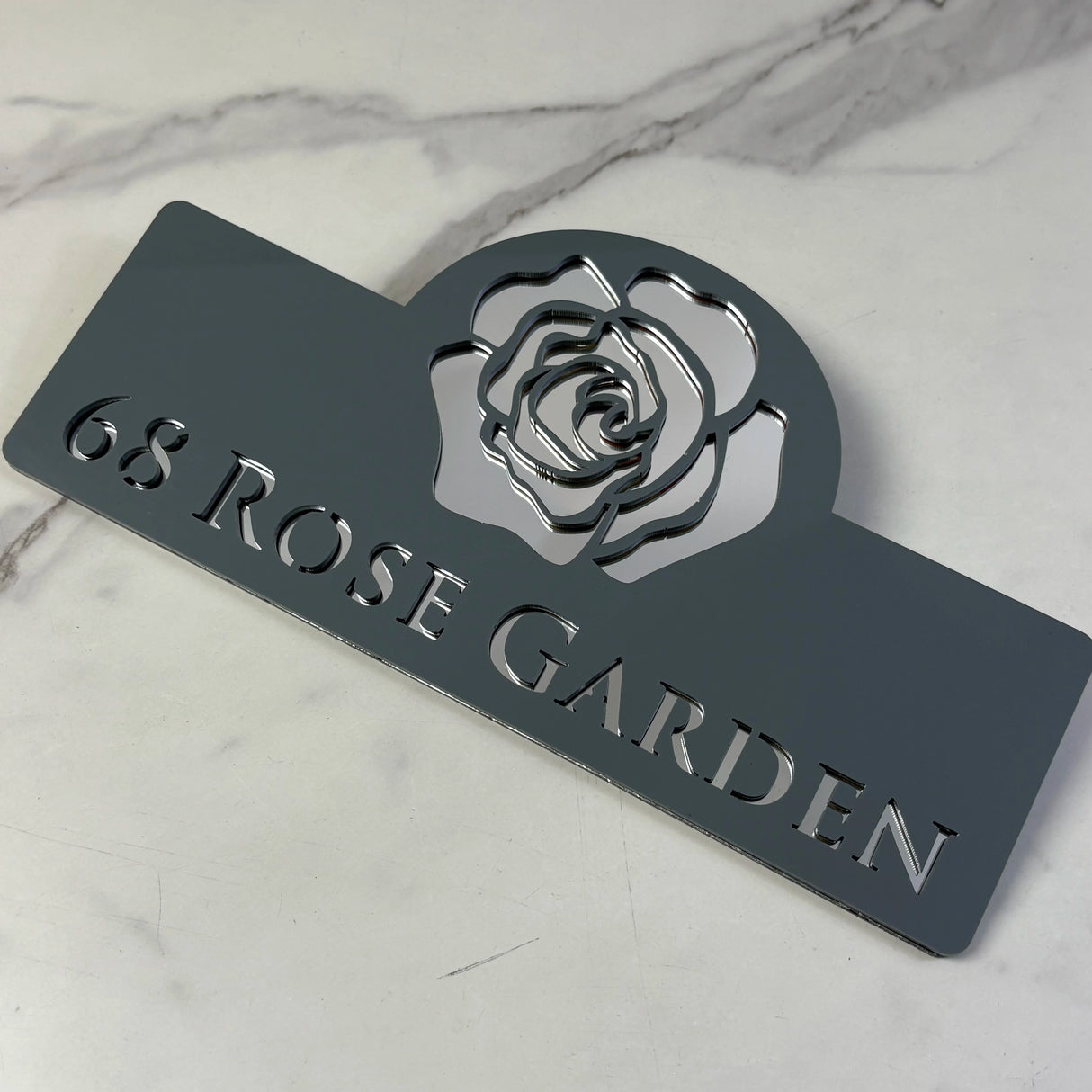 HOUSE SIGN ADDRESS CUSTOM SIGN FLOWER ROSE LASER CUT ACRYLIC NUMBER TAPE PLAQUE