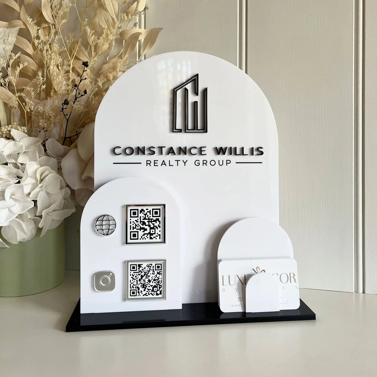 Custom Acrylic Multi QR Code Display Stand | Arched Design | 60 Colours