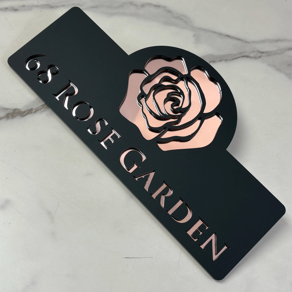 HOUSE SIGN ADDRESS CUSTOM SIGN FLOWER ROSE LASER CUT ACRYLIC NUMBER TAPE PLAQUE