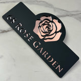 HOUSE SIGN ADDRESS CUSTOM SIGN FLOWER ROSE LASER CUT ACRYLIC NUMBER TAPE PLAQUE