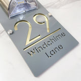 LED SOLAR POWERED OUTSIDE CUSTOM HOUSE SIGN LASER CUT NUMBER STREET HOUSE ADDRESS WALL SIGN