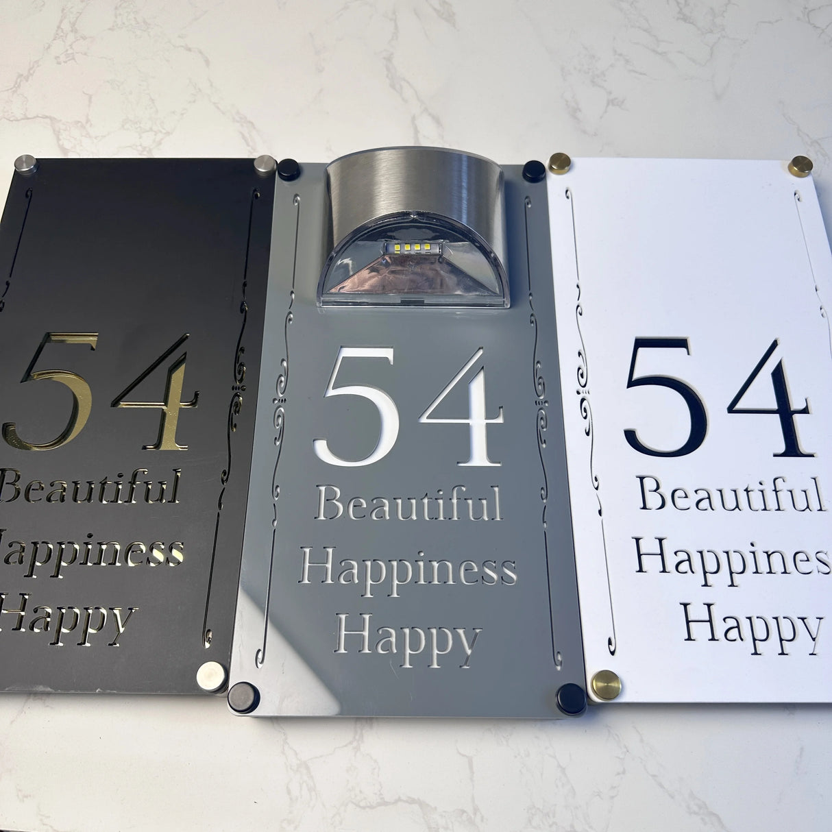 LED SOLAR DECORATIVE CUSTOM HOUSE SIGN NUMBER STREET SIGN ACRYLIC ADDRESS DOOR WALL PLAQUE