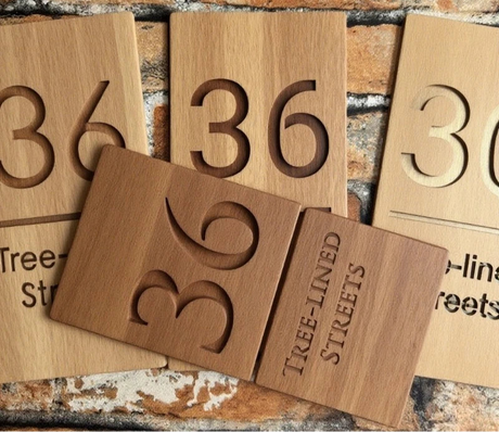 VERTICAL WOODEN WOOD LASER ENGRAVED OUTDOOR HOUSE SIGN NUMBER STREET HOUSE ADDRESS MAIL PLAQUE