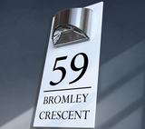 Custom White Solar LED House Sign | Personalised Illuminated Address Plaque