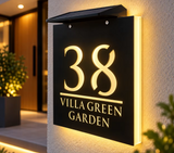 Custom Solar LED 3D Acrylic House Sign | Personalised Address Plaque