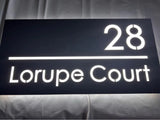 Custom LED House Number Sign | Black Stainless Steel Backlit Plaque