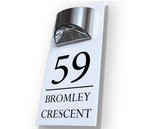 Custom White Solar LED House Sign | Personalised Illuminated Address Plaque